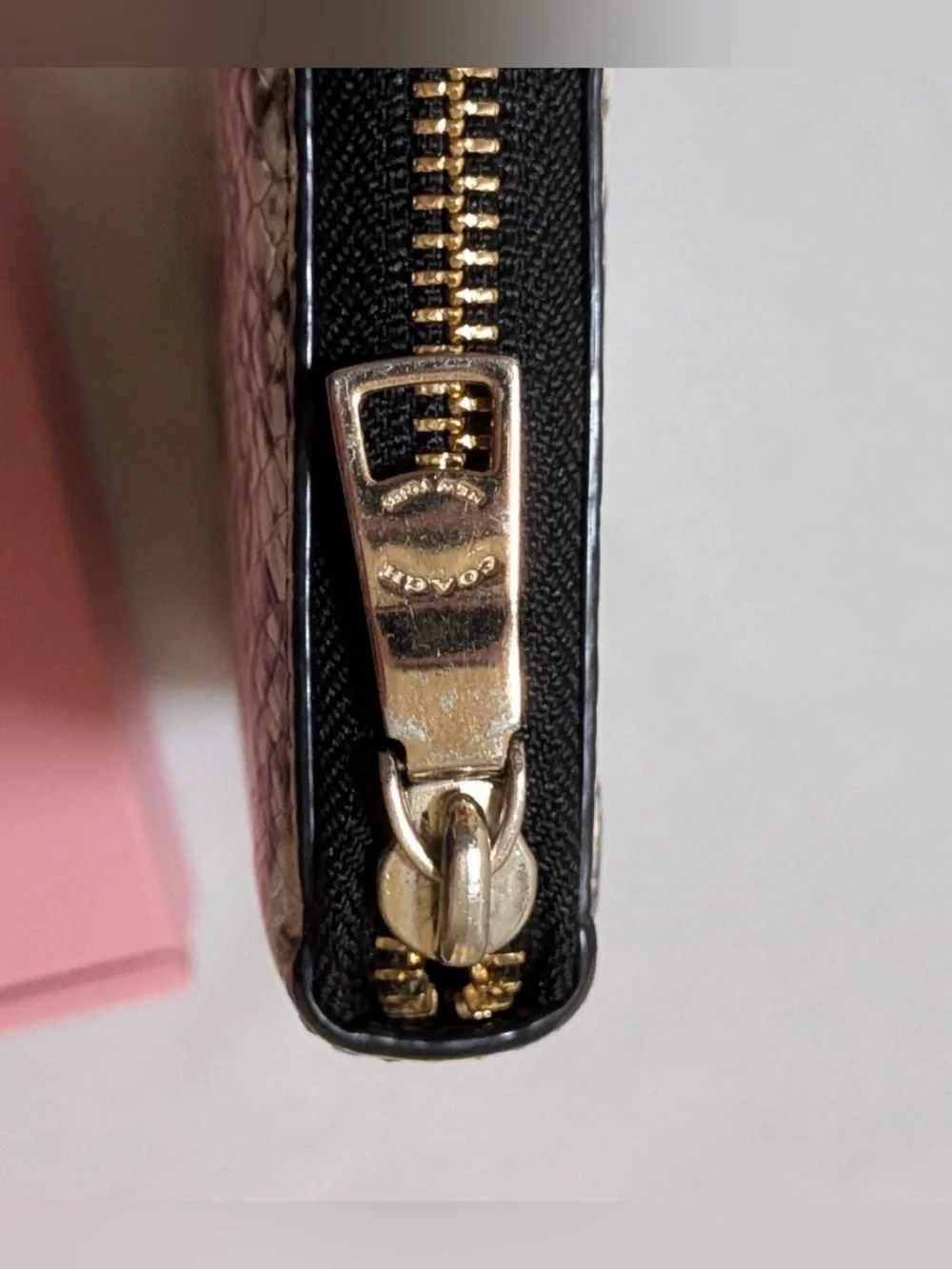 Coach Python Embossed Zip Wallet Black White Snake Exotic Print Accordion Style